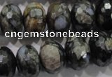 COP478 15.5 inches 13*18mm faceted rondelle natural grey opal beads