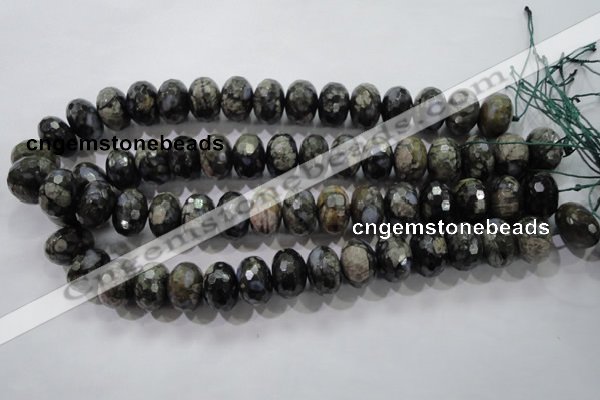 COP478 15.5 inches 13*18mm faceted rondelle natural grey opal beads