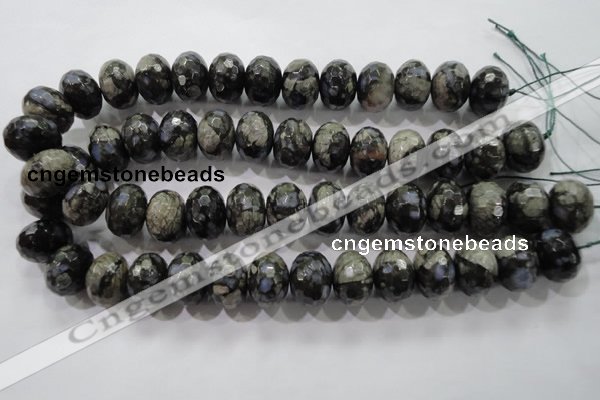 COP479 15.5 inches 15*20mm faceted rondelle natural grey opal beads