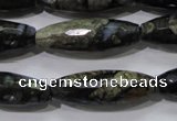 COP480 15.5 inches 10*30mm faceted rice natural grey opal beads