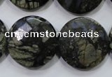 COP484 15.5 inches 25mm faceted coin natural grey opal beads