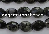 COP486 15.5 inches 10*14mm faceted oval natural grey opal beads