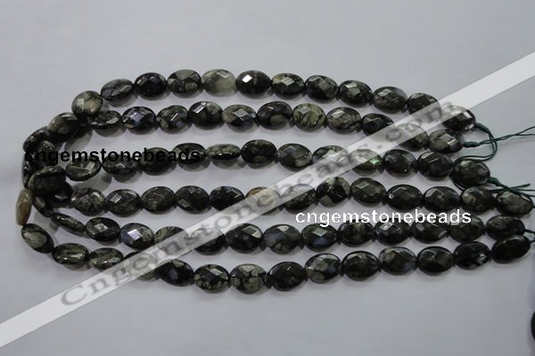 COP486 15.5 inches 10*14mm faceted oval natural grey opal beads