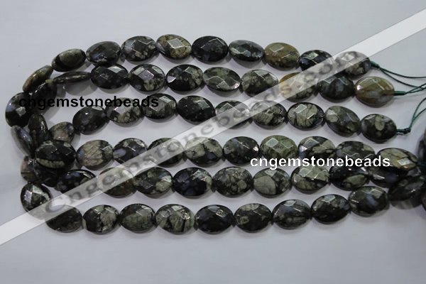 COP487 15.5 inches 13*18mm faceted oval natural grey opal beads