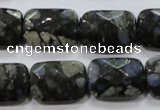 COP490 15.5 inches 13*18mm faceted rectangle natural grey opal beads