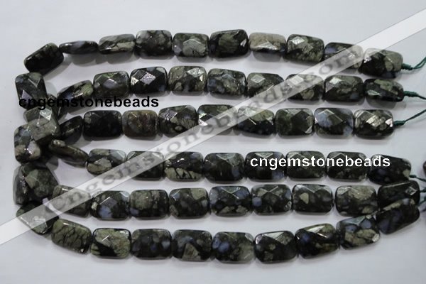 COP490 15.5 inches 13*18mm faceted rectangle natural grey opal beads