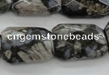 COP492 18*25mm faceted & twisted rectangle natural grey opal beads