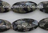 COP494 15.5 inches 15*30mm faceted oval natural grey opal beads