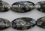 COP494 15.5 inches 15*30mm faceted oval natural grey opal beads