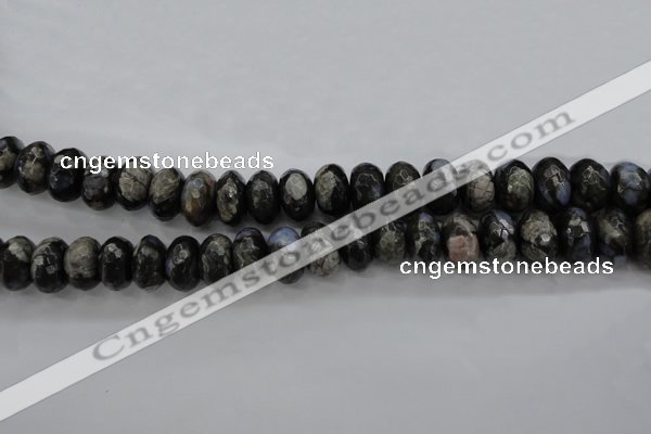 COP499 15.5 inches 8*12mm faceted rondelle natural grey opal beads