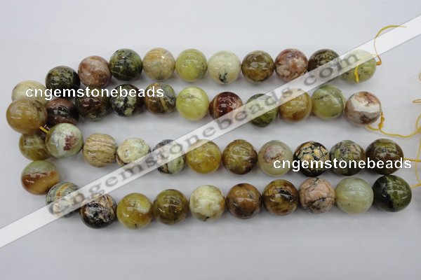 COP551 15.5 inches 18mm round yellow & green natural opal beads