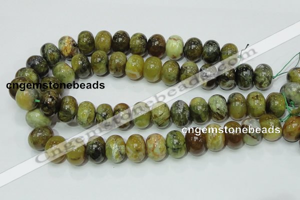 COP552 15.5 inches 15*20mm rondelle yellow & green natural opal beads