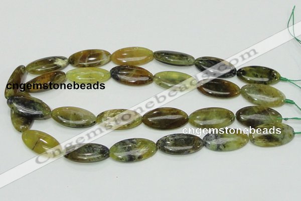 COP554 15.5 inches 15*30mm oval yellow & green natural opal beads