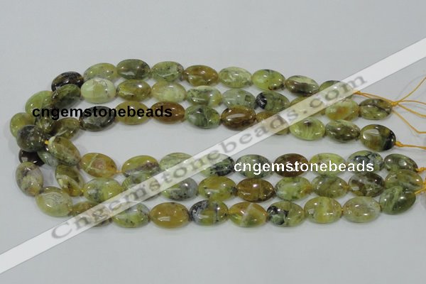 COP563 15.5 inches 13*18mm oval natural yellow & green opal beads