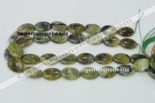 COP564 15.5 inches 18*25mm oval natural yellow & green opal beads