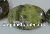 COP565 15.5 inches 30*40mm oval natural yellow & green opal beads