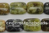 COP569 15.5 inches 15*20mm rectangle natural yellow & green opal beads