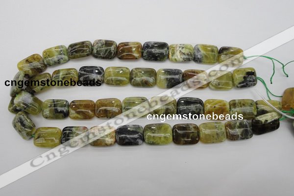 COP569 15.5 inches 15*20mm rectangle natural yellow & green opal beads