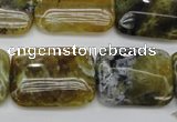 COP570 15.5 inches 18*25mm rectangle natural yellow & green opal beads