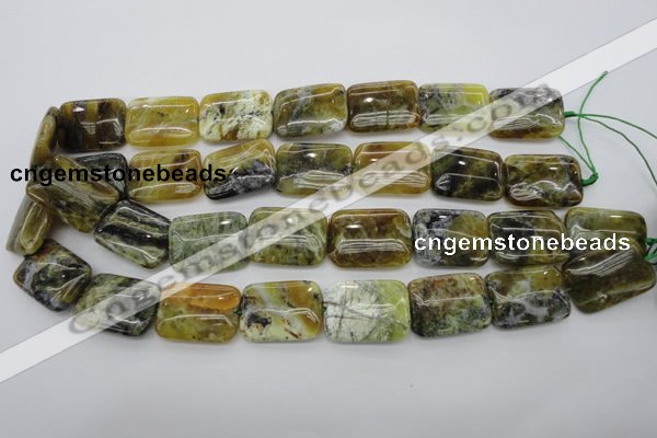 COP570 15.5 inches 18*25mm rectangle natural yellow & green opal beads