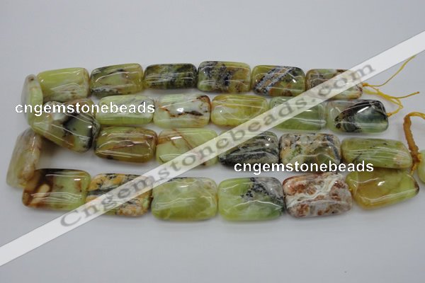 COP571 15.5 inches 20*30mm rectangle natural yellow & green opal beads