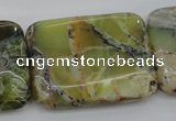 COP573 15.5 inches 30*40mm rectangle natural yellow & green opal beads