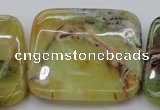 COP585 15.5 inches 45*45mm square natural yellow & green opal beads