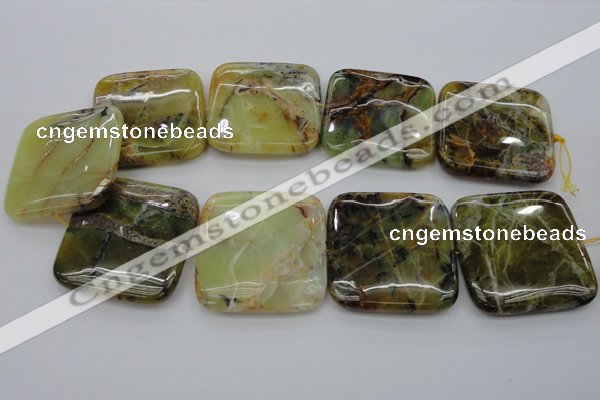 COP585 15.5 inches 45*45mm square natural yellow & green opal beads