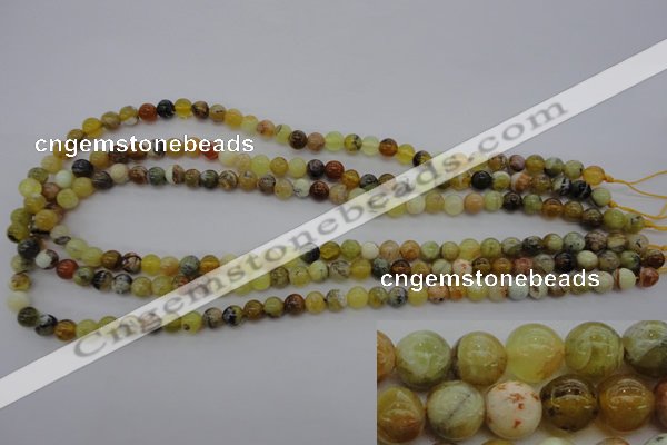 COP587 15.5 inches 6mm round natural yellow & green opal beads