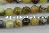 COP589 15.5 inches 10mm round natural yellow & green opal beads