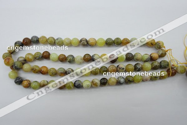 COP589 15.5 inches 10mm round natural yellow & green opal beads