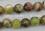 COP590 15.5 inches 12mm round natural yellow & green opal beads