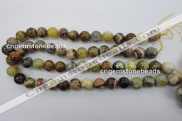 COP591 15.5 inches 14mm round natural yellow & green opal beads