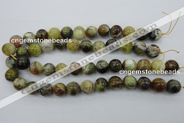 COP592 15.5 inches 16mm round natural yellow & green opal beads