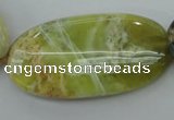 COP599 15.5 inches 25*50mm oval natural yellow & green opal beads