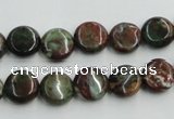 COP602 15.5 inches 10mm flat round green opal gemstone beads