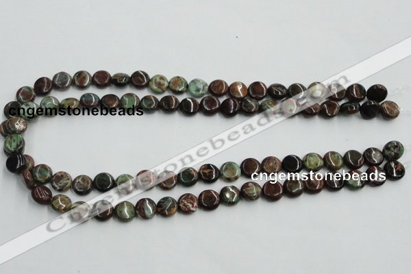 COP602 15.5 inches 10mm flat round green opal gemstone beads