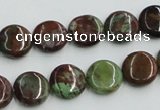 COP603 15.5 inches 12mm flat round green opal gemstone beads