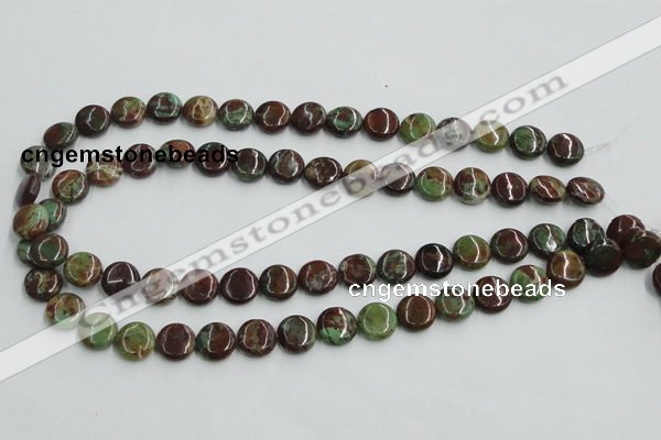 COP603 15.5 inches 12mm flat round green opal gemstone beads