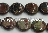 COP605 15.5 inches 18mm flat round green opal gemstone beads