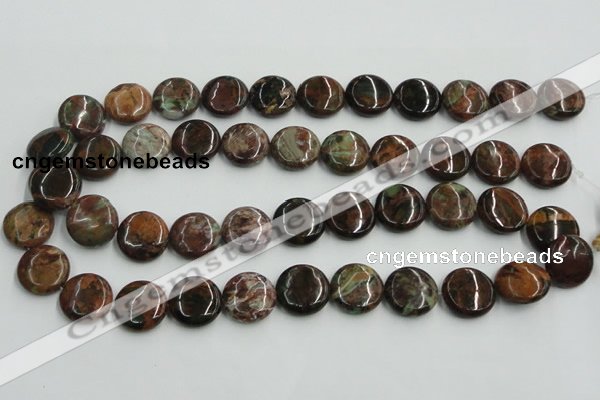 COP605 15.5 inches 18mm flat round green opal gemstone beads