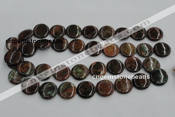 COP606 15.5 inches 20mm flat round green opal gemstone beads