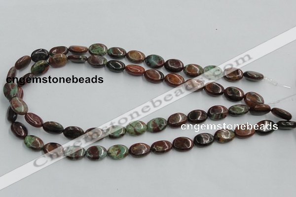 COP608 15.5 inches 10*14mm oval green opal gemstone beads wholesale