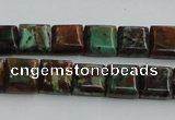 COP613 15.5 inches 10*10mm square double drilled green opal beads
