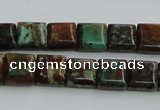 COP613 15.5 inches 10*10mm square double drilled green opal beads