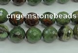 COP662 15.5 inches 8mm faceted round green opal gemstone beads