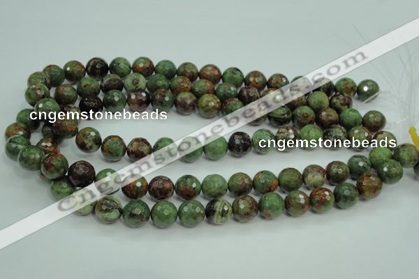 COP663 15.5 inches 10mm faceted round green opal gemstone beads