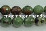 COP664 15.5 inches 12mm faceted round green opal gemstone beads