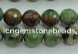 COP665 15.5 inches 14mm faceted round green opal gemstone beads