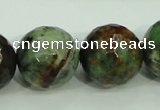 COP668 15.5 inches 20mm faceted round green opal gemstone beads